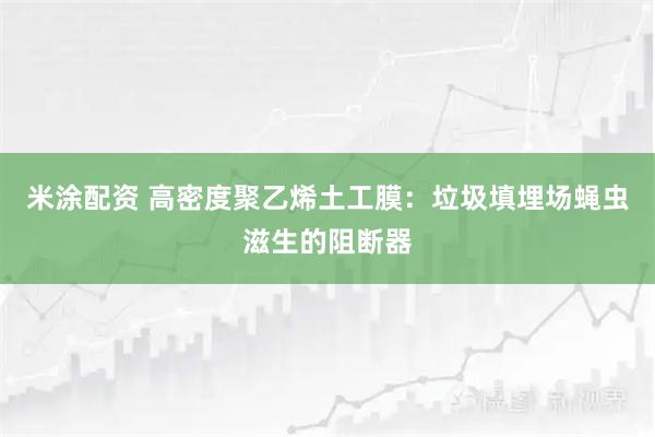 米涂配资 高密度聚乙烯土工膜：垃圾填埋场蝇虫滋生的阻断器