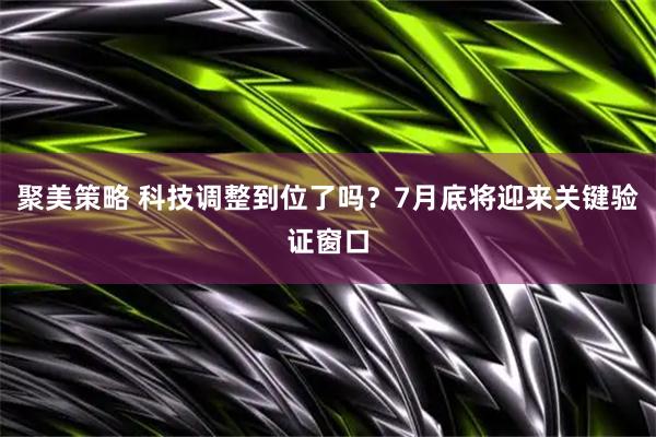 聚美策略 科技调整到位了吗？7月底将迎来关键验证窗口
