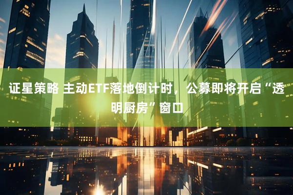 证星策略 主动ETF落地倒计时,公募即将开启“透明厨房”窗口