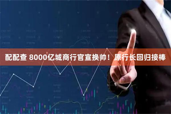 配配查 8000亿城商行官宣换帅！原行长回归接棒